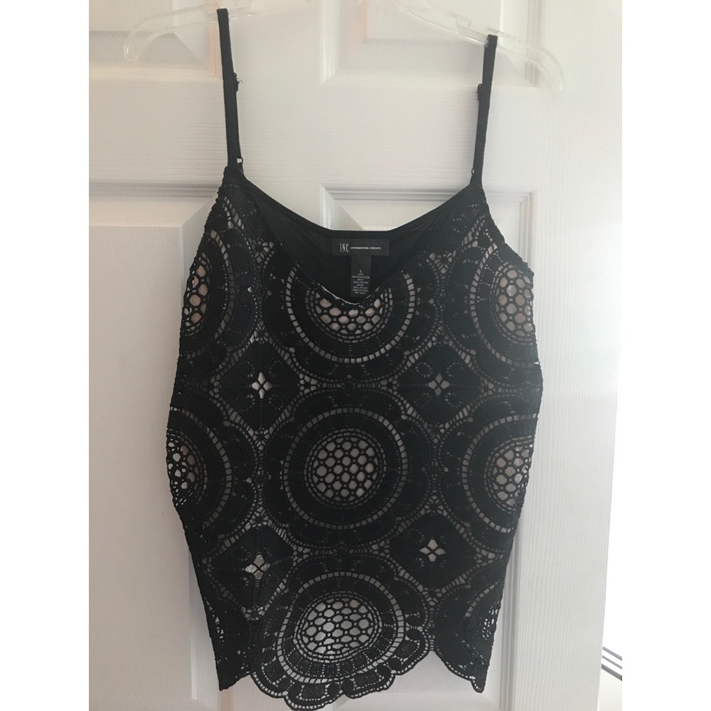 INC Black Lace Spaghetti Strap Top